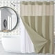 thumbnail image 3 of Cortina de ducha Full Star Plain con doble anilla grande | Tejido de poliéster resistente y reversible | 183 x 183 cm con dobladillo con peso magnético y paneles de malla blanca, 3 of 5