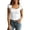 White, variant on Womens Fairy Grunge Shirts Square Neck Short Sleeve Lace Patchwork Crop Top Vintage Clothes