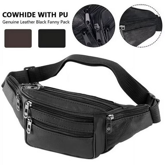 Genuine Leather Waist Bag Fanny Pack Travel Belt Bag for Men and Women