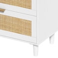 thumbnail image 6 of 59" Rattan Dresser with Drawers, 6 Drawer Dresser for Bedroom, Clothes Storage Cabinet for Bedroom, Metal Handle&Wood Legs for Hallway, Living Room, Bedroom,White, 6 of 6