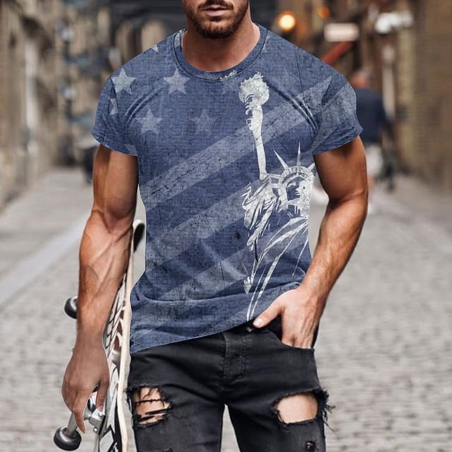 jovati Chemises pour Hommes Imprimé Manches Courtes Col Rond T-shirt Mode Décontractée Manches Courtes