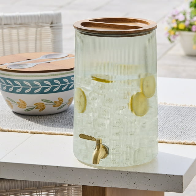 Better Homes & Gardens Acrylic Tinted Texture Drink Dispenser, Green, 1-Count