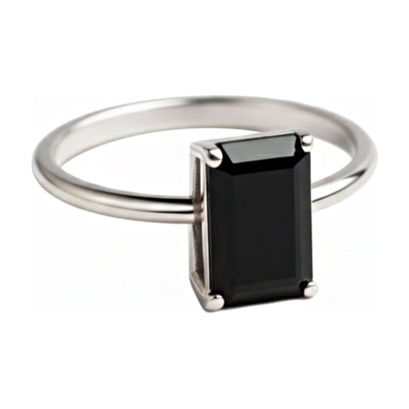 Emerald Cut Black Onyx Ring, Handmade 925 Sterling Silver Jewelry, Minimalist Bohemian Ring