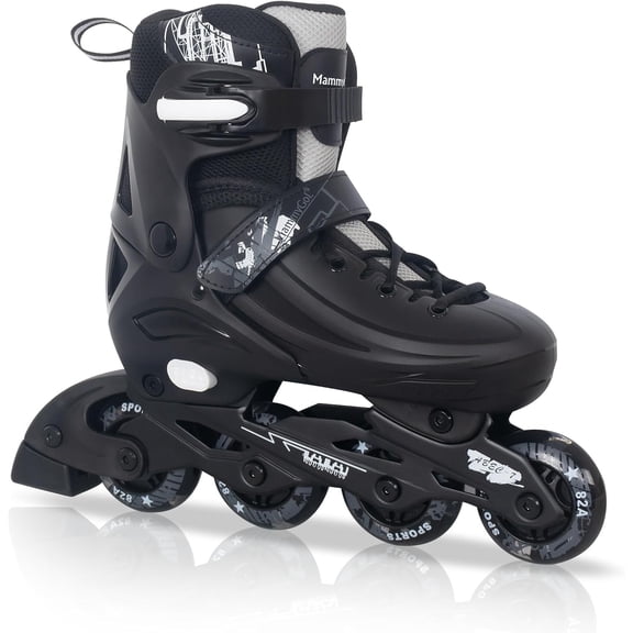 Inline Skates for Kids Boys Girls Adults, All Wheels Light Up, Indoor and Outdoor Blades Roller Skates Black
