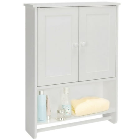 Bassett Cottage Collection - Wall Mount Bathroom Cabinet Wooden Medicine Cabinet Storage Organizer with 2-Door Cottage Collection Wall Cabinet White