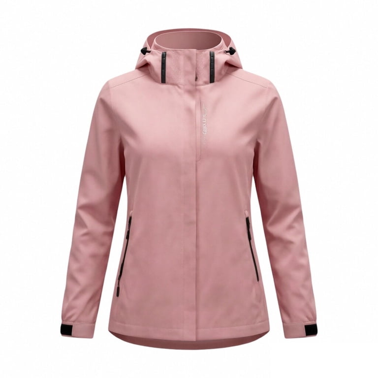 EazyTech Women's Detachable Hood Waterproof Windbreaker – Outdoor