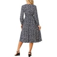 thumbnail image 3 of INSPIRE CHIC Women's Fall Dresses Long Sleeve V Neck Floral Boho Flowy Midi Dress S Navy Blue, 3 of 6