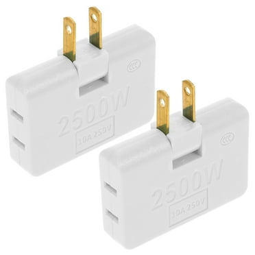 2 Pcs Outdoor Receptacle 3 Plug Outlet Adapter Thin Outlet Extender Flat Wall Plug Outlet Multi Plug Wireless White Copper