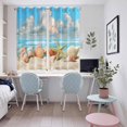 thumbnail image 5 of Nautical Coastal Kitchen Curtains 72 Inch Length, Summer Beach Shell Conch Starfish Blue Grommet Top Bedroom Living Room Curtains, Light Filtering Cafe Curtain Drapes 2 Panels Set 104''x72'', 5 of 9