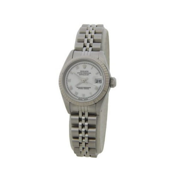 Pre-Owned Ladies Rolex Stainless Steel/White Gold Datejust 69174 Watch White Roman Dial