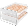 thumbnail image 1 of Soporte para Huevos para Refrigerador (40 huevos), Contenedor de Almacenamiento de Huevos de Plástico transparente. Organizador de Huevos con 2 Cajones., 1 of 7