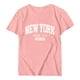 thumbnail image 4 of Camiseta informal de manga corta con hombros descubiertos y estampado de letras en inglés para mujer., 4 of 4