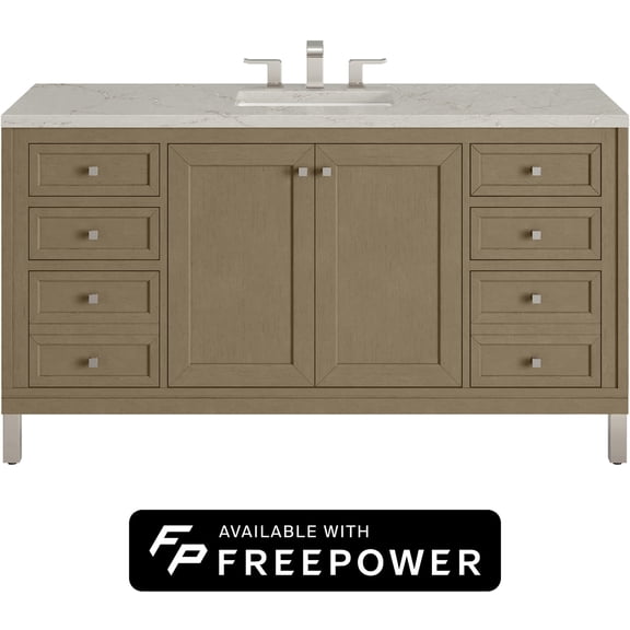 James Martin Vanities 503-V60S-WLW-FVSL Chicago 60" Free Standing Single Basin Poplar Wood