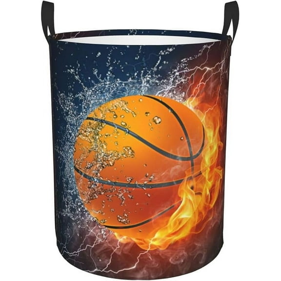 Sport Basketball Ball Round Laundry Hamper Storage Basket Toys Clothes Organizer Bin For Home Bathroom Bedroom Dorm Nursery