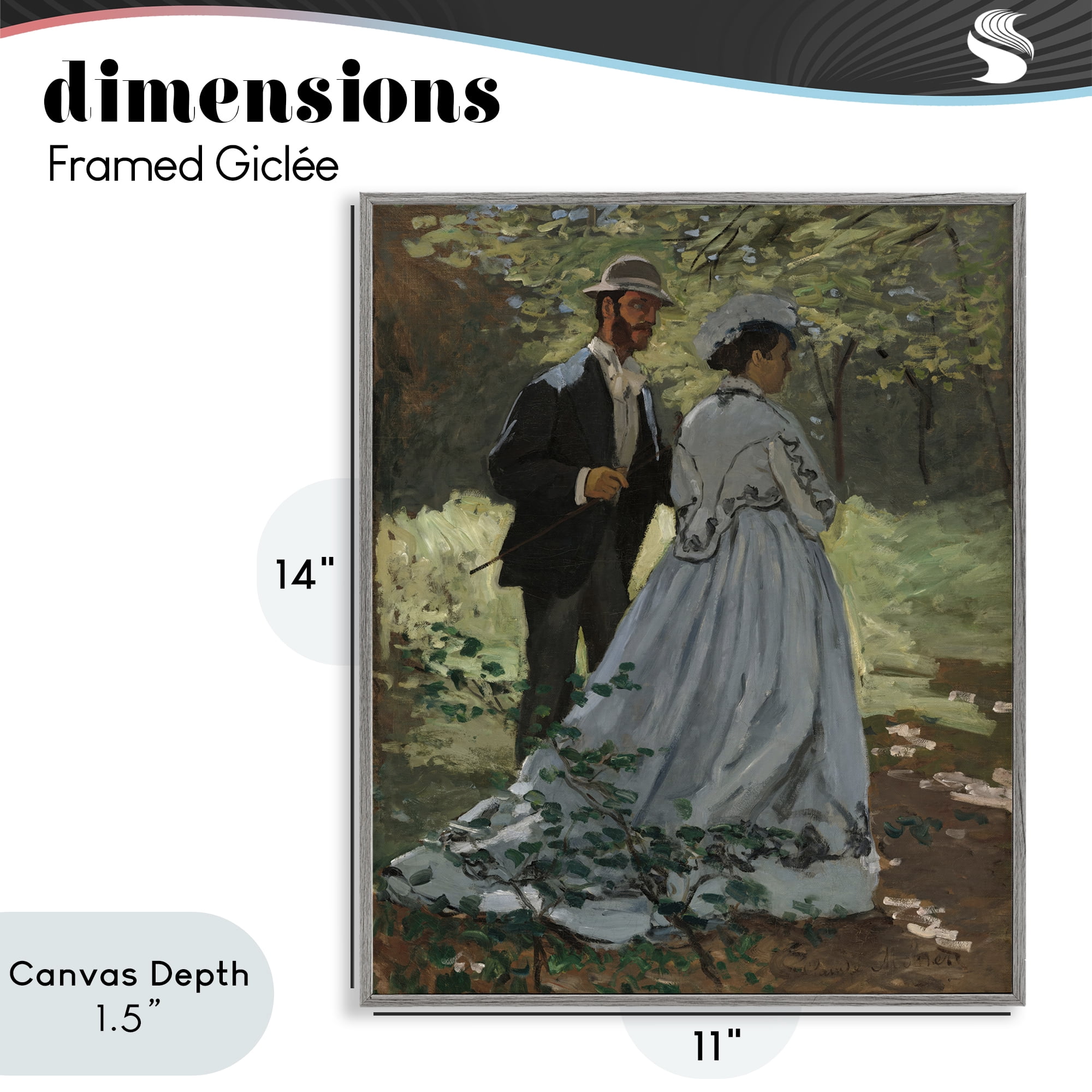 Stupell Industries Bazille & Camille in Nature Gray Framed Giclee Art, design by Tina LeCour