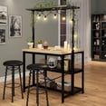 thumbnail image 2 of Huisuilinss Kitchen Island Table,Microwave Stand Oven Shelf,Metal Coffee Bar Table,Bakers Rack With 3 Tier Storage And 5 Hooks,Kitchen Storage For Spices Pots Pans,Stool Not Included, 2 of 7