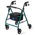 thumbnail image 1 of Andador de movilidad plegable de acero Medline para adultos con ruedas de 6", color verde, 1 of 5