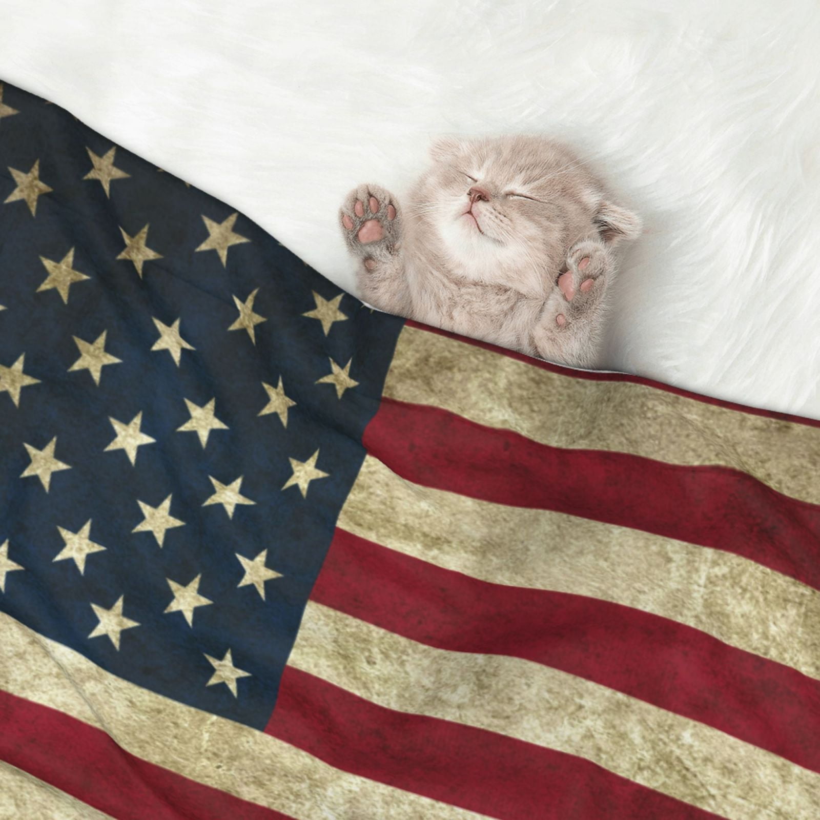 Retro Us America Flag Dog Blanket Soft Warm Flannel Cat Blanket Great Pet Throw for Cats Puppy Small Medium Large Dog