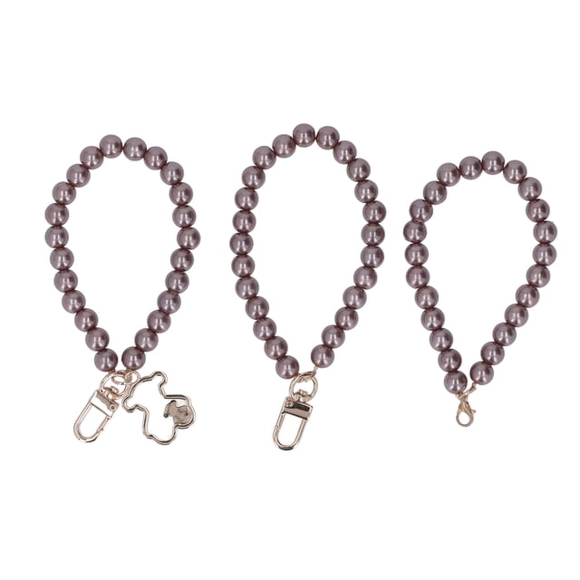 Pulsera con correa de pulsera de perlas, 3 uds., llavero de perlas, cadena de perlas, cadena de teléfono, rendimiento finamente afinado Jadeshay A