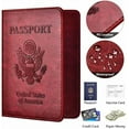 thumbnail image 4 of Passport and Vaccine Card Holder Combo with Vaccine Card Slot, Passport Wallet/ Cover/Case/Holder for Women and Men（AC-Wine red）, 4 of 6