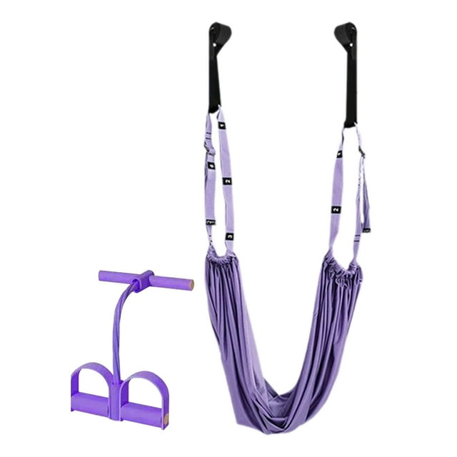 Entrenador de estiramiento de Yoga, hamaca de Yoga, ejercicio, gimnasio en casa, ejercicios de inversión, accesorio de entrenamiento de Yoga, correas de Fitness y Yoga Conjunto morado B