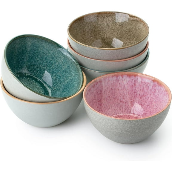 Brew To A Tea BTaT- Cereal Bowls, 29 Oz, 6 Pack, Colorful Bowl Set