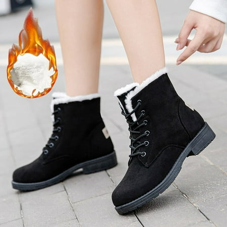 

Snow Women Boots Fashion Shoes For Women Lace-Up Shoes Woman New Platform Ankle Boots Fur Chunky Botas Mujer Winter Boot Female