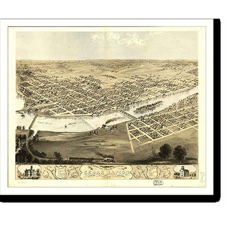 Historic Print, IA Cedar Rapids 1868 MAP, 16" x 20"