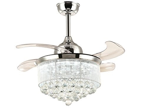 Moooni Modern Fandelier Ceiling Fans 36 Crystal Ceiling Fans With Lights And Remote Invisible Retractable Chandelier Fan Light Dimmable Led