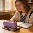 thumbnail image 6 of Btomtd Silicone Pencil Case, Solid Color Soft Waterproof Stationery Bag, Large Capacity Portable Zipper Pencil Pouch for Student and Office, Purple, 6 of 6
