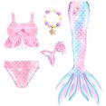 thumbnail image 1 of 5PCS Mermaid Tails for Swimming for Girls Kids Mermaid Swimsuit Costume Princess Bikini Set Bathing Suits High quality, 1 of 5