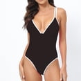 thumbnail image 2 of Women's One Piece Swimsuit Fashion V Neck Criss-Cross Back Bathing Suit Low Back Beach Vacation Swimwear (L, Black), 2 of 5