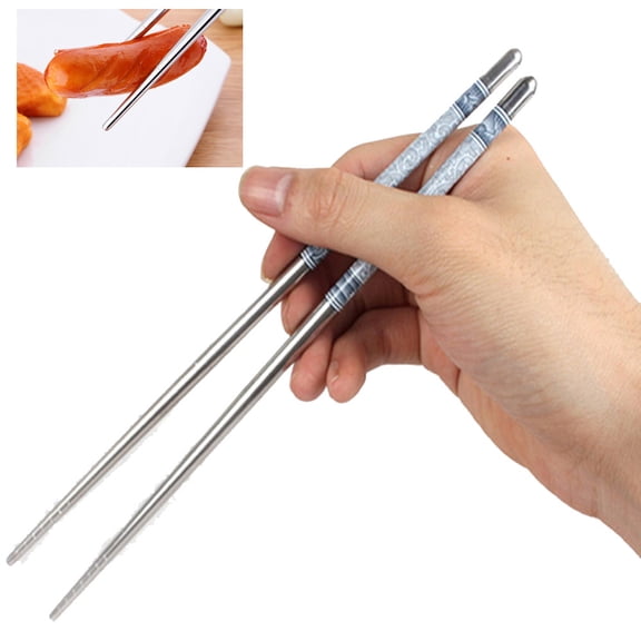 Reusable Stainless Steel Chopsticks, Polished Reusable Chopsticks, Non-Slip, Metal Square Chopsticks as Present Gift Fit Kitchen Dinner