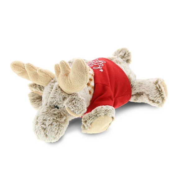 DolliBu I LOVE YOU Plush Lying Moose – Cute Stuffed Animal with Red Shirt for Valentine, Anniversary, Romantic Date, Boyfriend, or Girlfriend Gift – 9.5 Inches