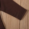 thumbnail image 5 of Riecok Newborn Thanksgiving Outfit Round Neck Long Sleeve Coat Striped Pants and Hat Soft Breathable Jumpsuit Toddler Clothes Brown 6 Months, 5 of 8
