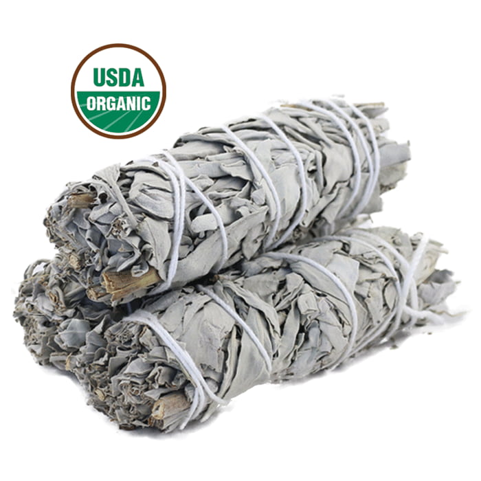 Organic California White Sage Pack of 3 Bundles & Smudge Guide for