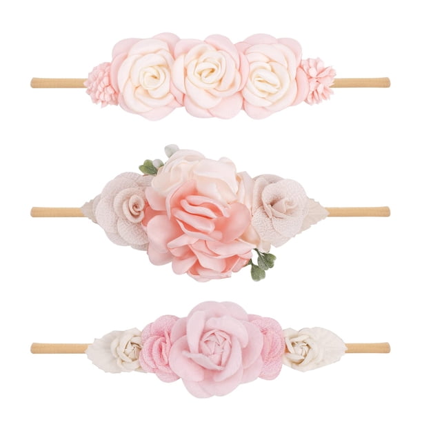 Diademas Cherrboll de nailon suave con estampado floral, 3 unidades, para bebé y niña