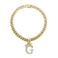 thumbnail image 1 of Stone Stud Crowned Initial Pendant with 12mm Iced Out Miami Cuban Chain Necklace, Letter G/Gold-Tone/20", 1 of 1
