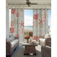 thumbnail image 4 of Orange Red Coastal Blackout Curtains 54 Inches Long for Bedroom, Ocean Coral Starfish Shell Seahorse Thermal Insulated Room Darkening Black Out Window Curtain Panels Grommet Drapes for Living Room, 4 of 8