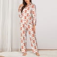 thumbnail image 2 of Yiaed Squirrel And Maple Leaf Print Pajamas Women's Long Sleeve Sleepwear Soft Button Down Loungewear Pjs Lounge Set Nightwear Womens Pajama Pants-Small, 2 of 7