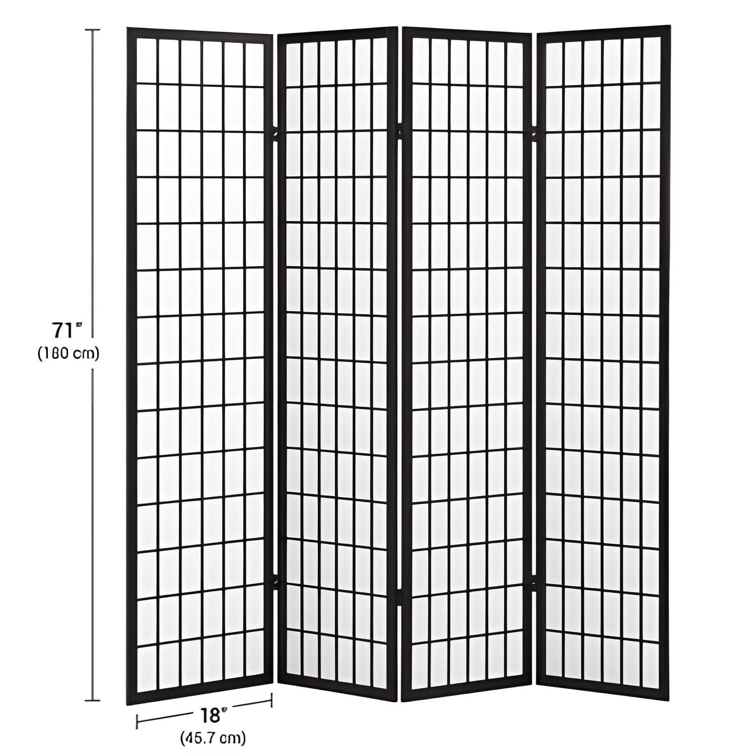 4 Panel Oriental Shoji Screen / Room Divider, Black