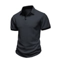 thumbnail image 6 of Yifymode Men's Textured Knit Short Sleeve Polo Shirt, Contrast Collar Regular Fit Everyday Casual Top Dark Gray 3XL, 6 of 6