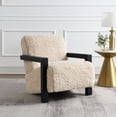 thumbnail image 4 of Coaster Fitzroy Faux Fur Upholstered Chair Solid Wood Arms Latte, 4 of 12