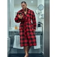 thumbnail image 2 of PAVILIA Mens Soft Robe, Plaid Red | Warm Flannel Fleece Robes for Men, Soft Spa Bathrobe with Piping, Shawl Collar, and Pockets (Buffalo Checker Red), 2 of 7
