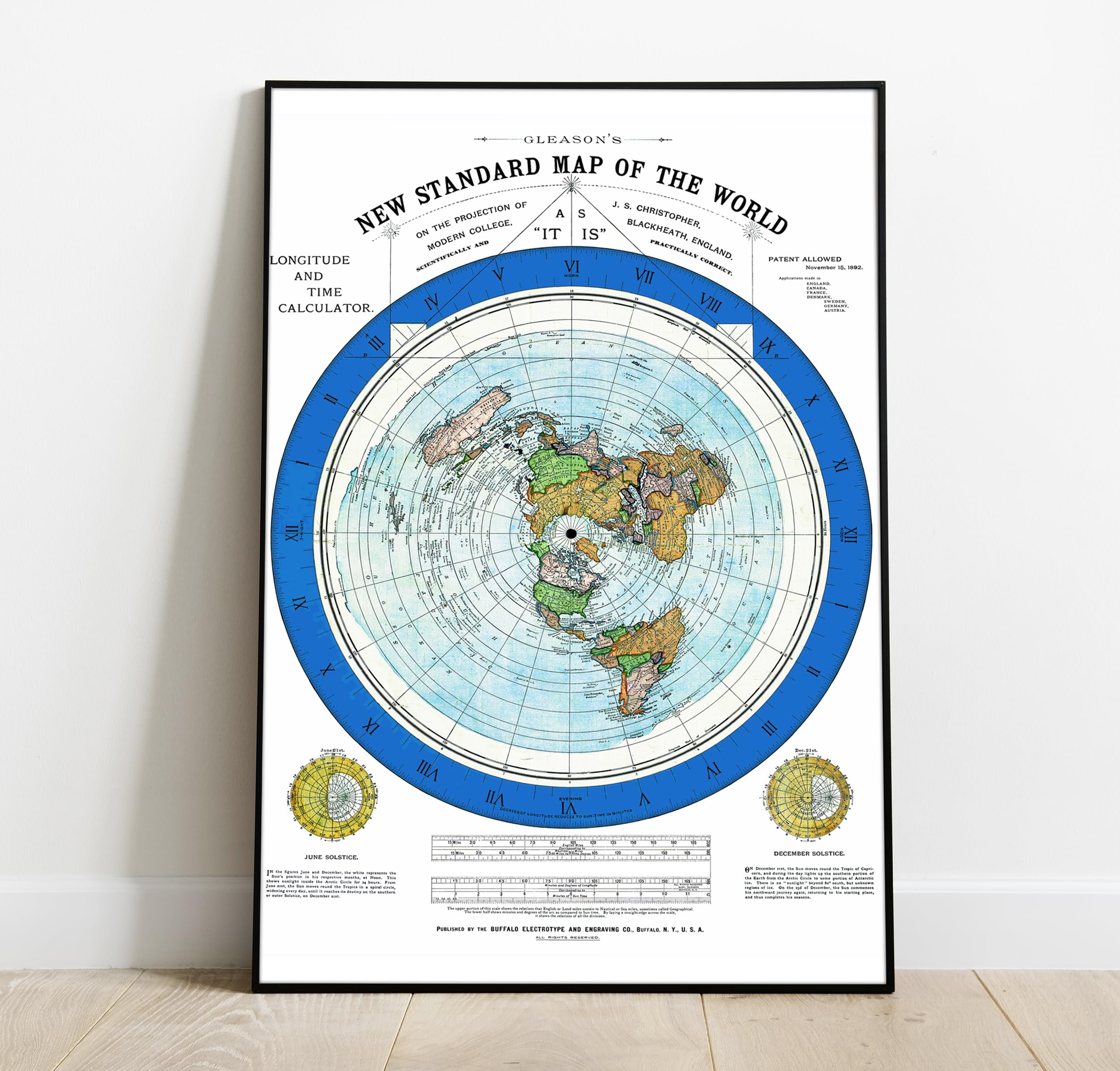 1892 Mapa de la Tierra plana del mundo - Nuevo mapa estándar del mundo ...