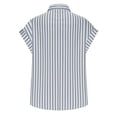 thumbnail image 3 of gbyLJF Women's Striped Short Sleeve Shirts Button Down Collared Tops Loose Fit Casual Long Blouses with Pocket, 3 of 6