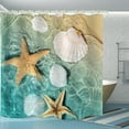 thumbnail image 3 of Bathroom Uses Beach Scallop 3D Shower Curtains, Luxurious Bathtub Standard Shower Curtains, Waterproof and Bright Fabric Shower Curtains, Including 12 White Hooks, Size 72x84, 3 of 6