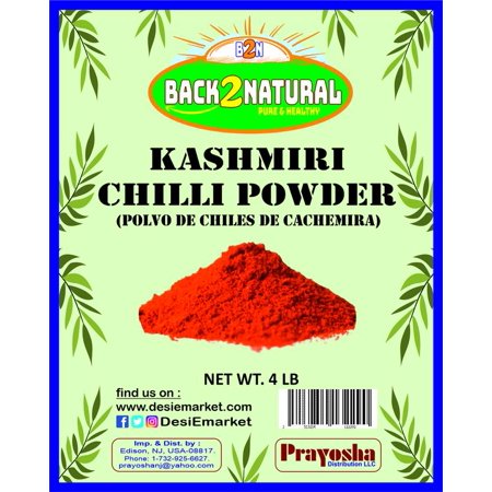 Back2Natural Kashmiri Chilli Powder (Deggi Mirch  Low Heat) Ground Indian Spice 4lb ~ All Natural | Salt-Free | Vegan | No Colors | Gluten Friendly | NON-GMO | Indian Origin