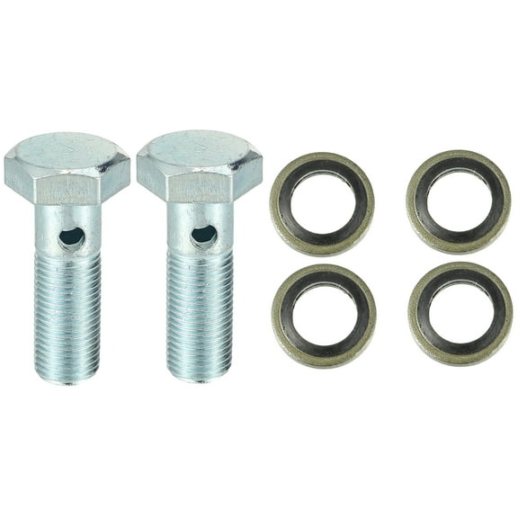 2 Set Universal Auto Banjo Bolt Brake Line Fitting Adapter Kit M10 x 1.0 with 10mm ID Washer