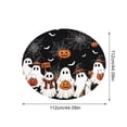 thumbnail image 3 of Halloween Round Fitted Tablecloth with Elastic Orange Pumpkin Ghost Castle Circle Table Cloth for 40-44" Tables Scary Witch Spooky Holiday Wipeable Washable Table Cover (D-1PCS), 3 of 8